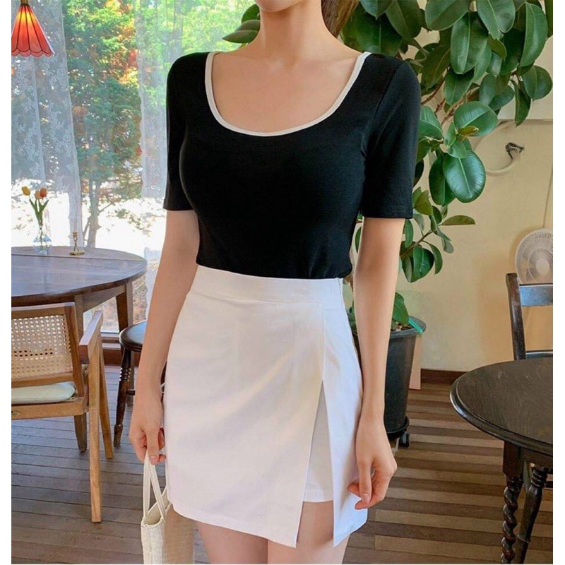 quần váy a xẻ chất đũi mát mùa hè m71