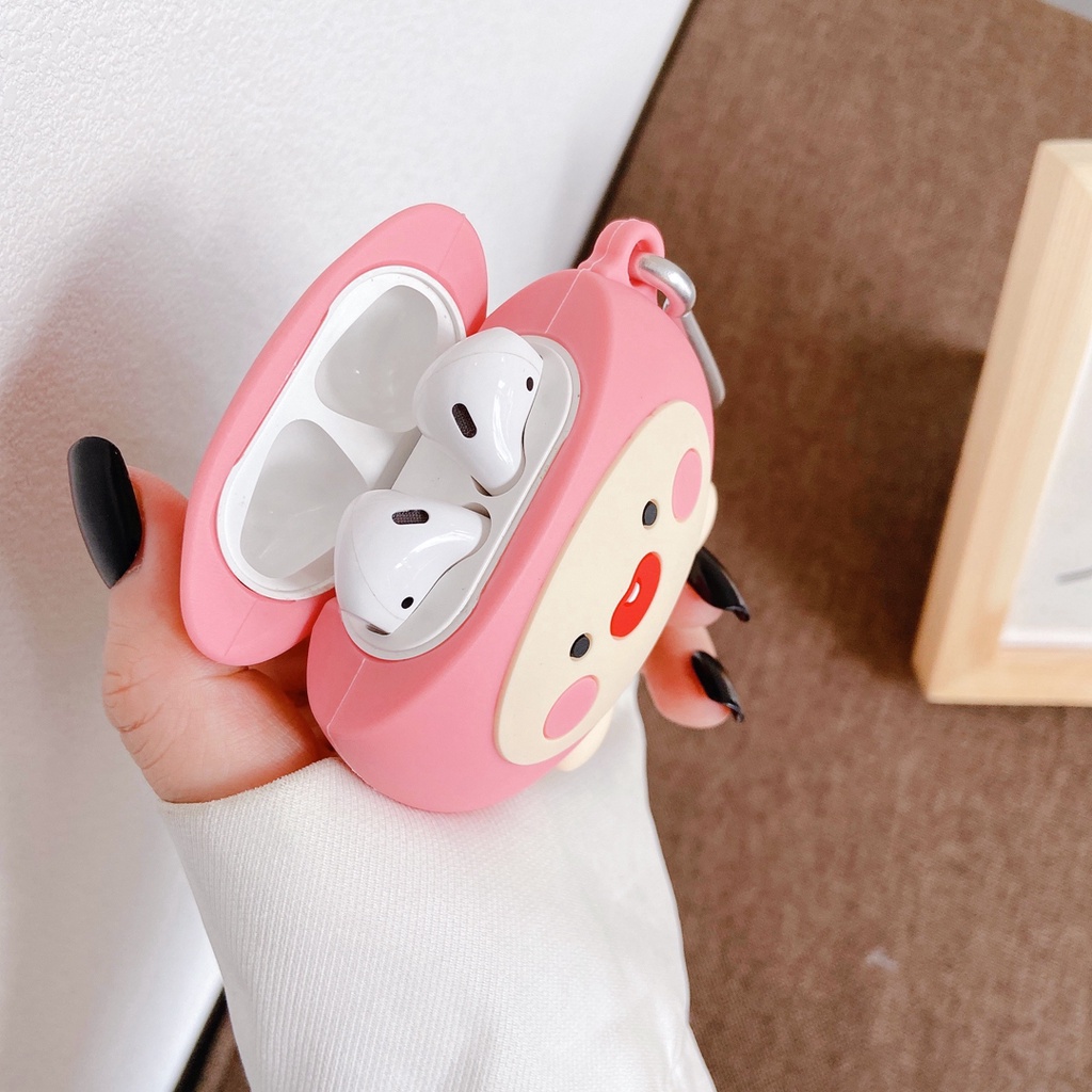 Vỏ Bảo Vệ Hộp Sạc Tai Nghe airpods 1 2 pro Hình Quả Đào Hoạt Hình Dễ Thương