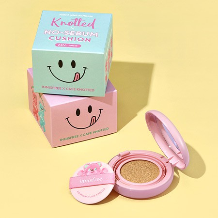 INNISFREE No Sebum Powder Cushion X Cafe Notted Edition 14g (Sản phẩm gốc) + 14g (Refill) | BigBuy360 - bigbuy360.vn