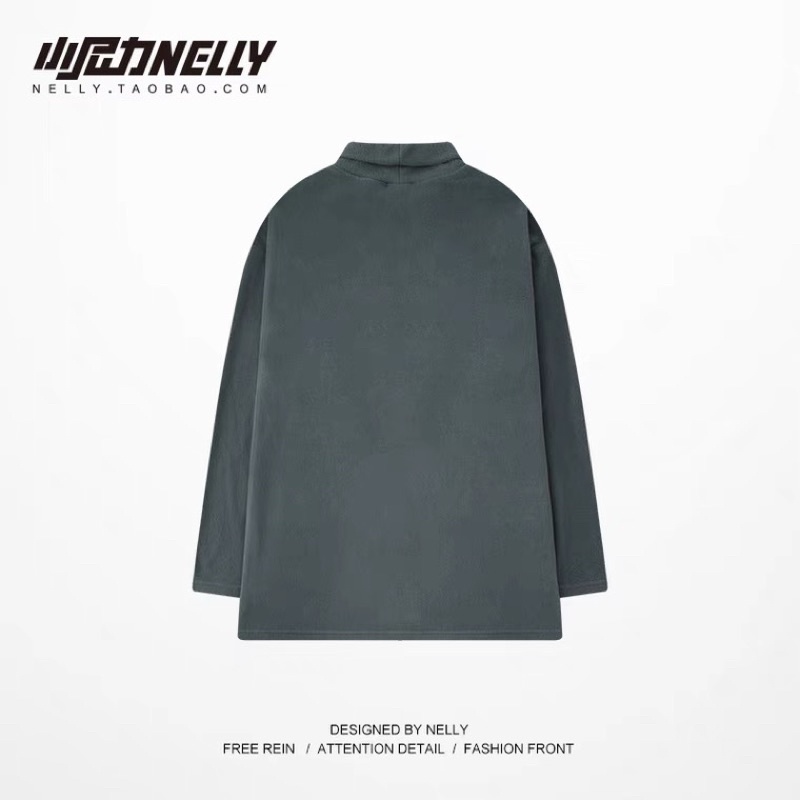 Áo nỉ dài tay cổ lọ nelly  dáng unisex form rộng 35 cud  27.7