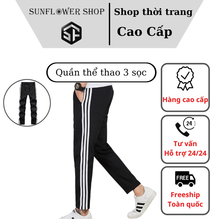 Quần thể thao 3 sọc 💥 HÀNG CAO CẤP 💥 quần thể thao ống xuông nam nữ Unisex chất thun mềm nhẹ trẻ trung