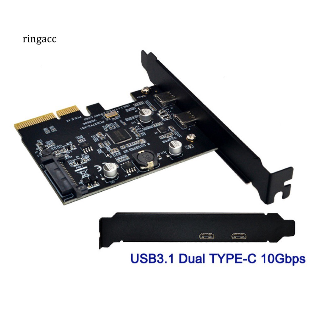 Card chuyển đổi mở rộng 10Gbps PCI Express X4 X8 X16 PCI-E sang 2 cổng USB 3.1 Type-C