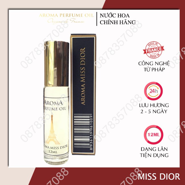 Nước Hoa Nữ, Tinh Dầu Nước Hoa Aroma Miss Dior 12ml - Nhẹ Nhàng, Quyến Rũ