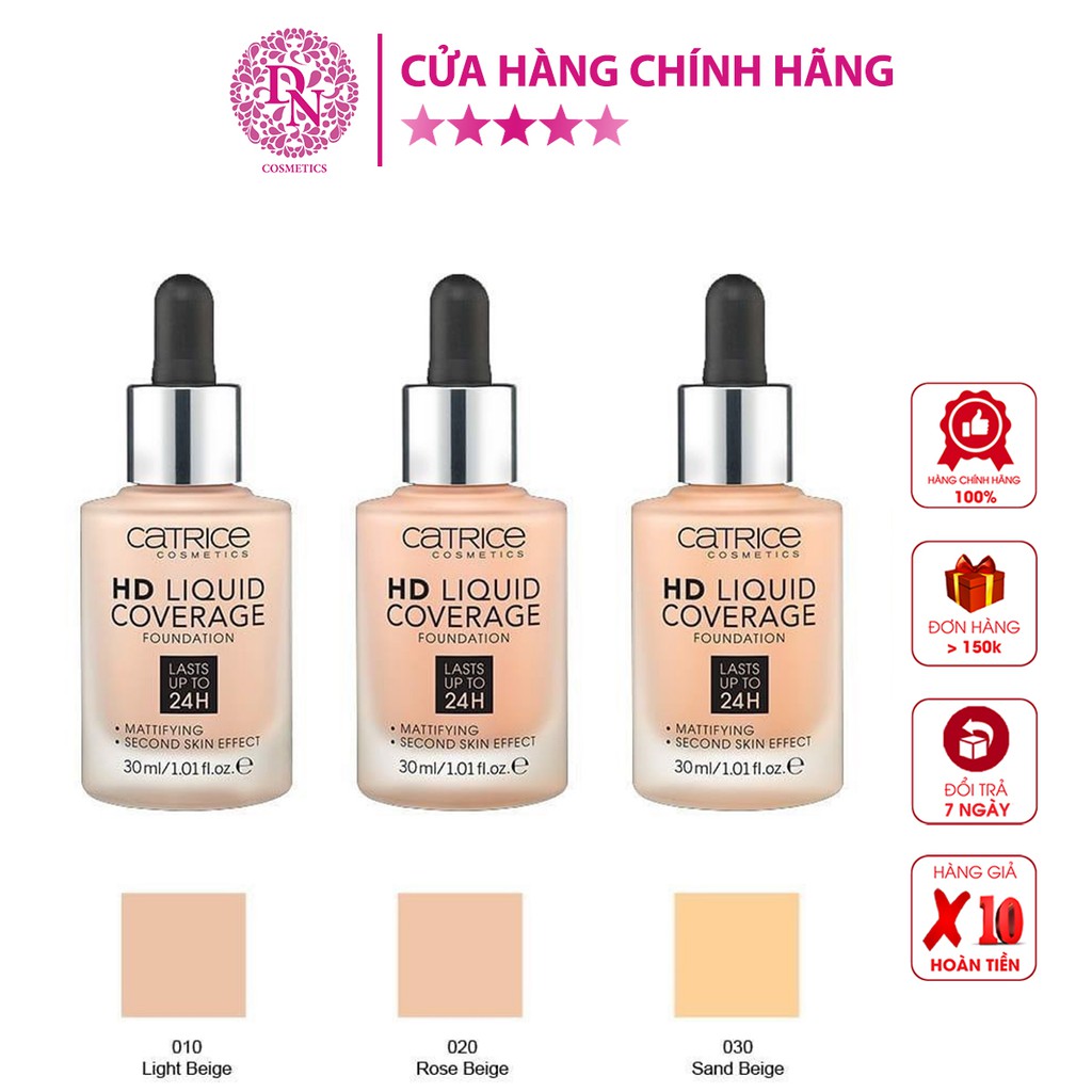 Kem nền che khuyết điểm Catrice HD Liquid Coverage Foundation 24h 30ml