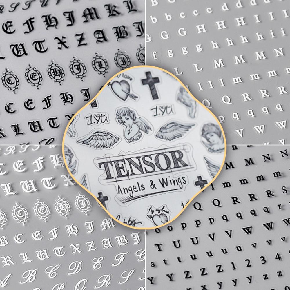 Miếng Dán Móng Tay Khắc Chữ Tiếng Anh 5D Siêu Mỏng DIY