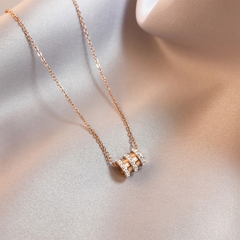 Diamond small waist titanium steel rose gold women's necklace