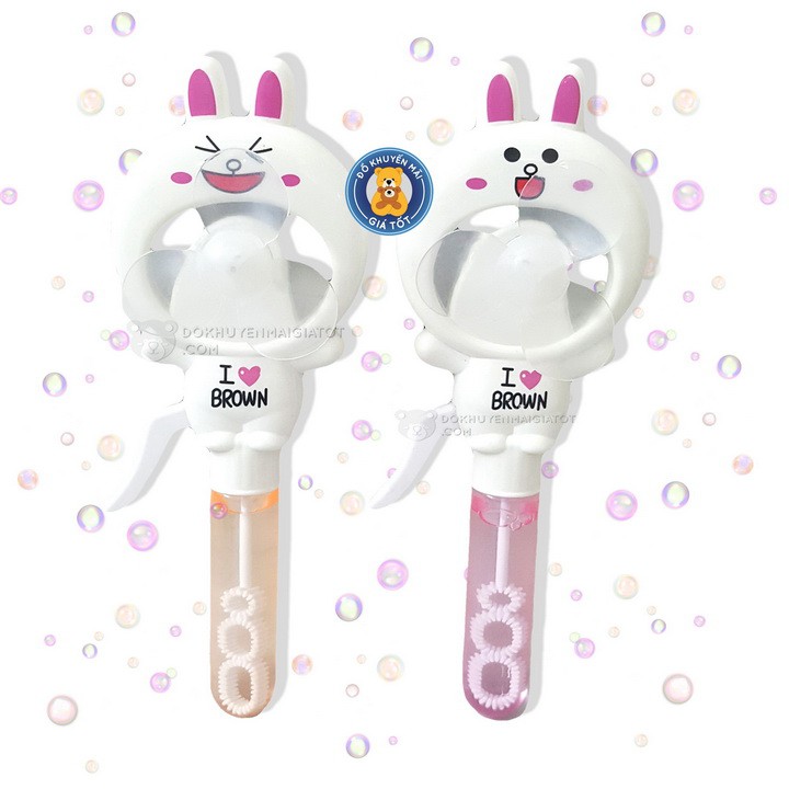 QUẠT MINI CẦM TAY KÈM THỔI BONG BÓNG 2 TRONG 1 HÌNH THỎ CONY VUI NHỘN CHO BÉ YÊU HL498-35