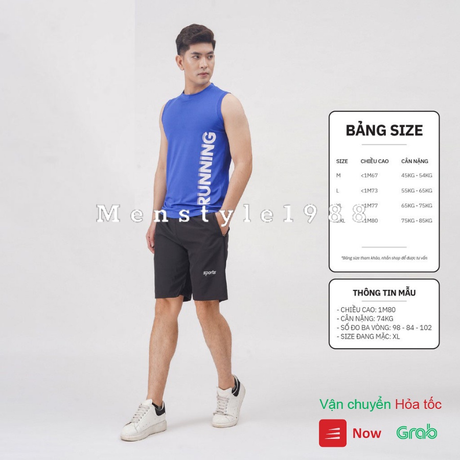 Áo ba lỗ nam, áo tanktop sát nách in chữ RUNNING chất thun lạnh thoáng mát (BL001)