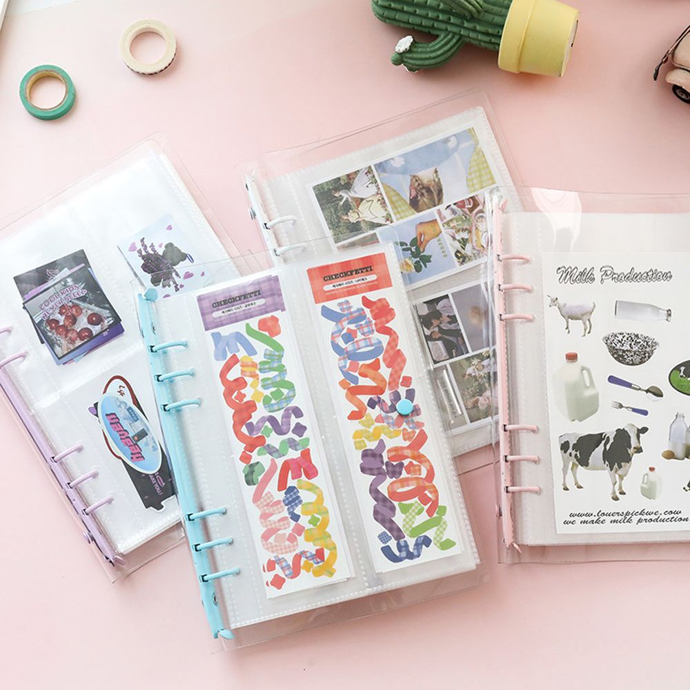 LLOYD Multi Function Stickers Album School Binder Notebook Stickers Binder Transparent Loose Leaf Agenda Journal Stickers Organizer Card Collection Photocards Organizer