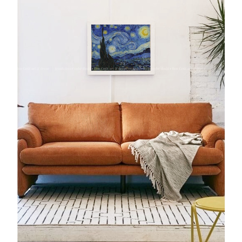 Tranh canvas 💜 NGHỆ THUẬT SIÊU ĐẸP 💜 treo tường Van Gogh - ĐÊM ĐẦY SAO - decor trang trí phòng