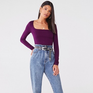 Áo thun F21 tay dài cổ Uneck