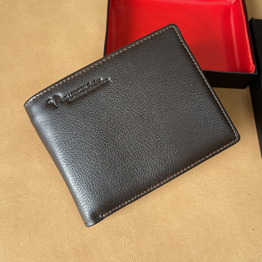 Ví Nam Da Bò Cao Cấp VB81 Dáng Ví Ngang Form Lớn Kích Thước 9.5 x 12.5cm Hai Màu Đen Nâu Bảo Hành Da 24 Tháng Full Hộp