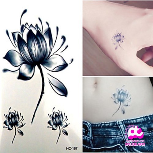 Hình Xăm Dán Tattoo Hoa Sen