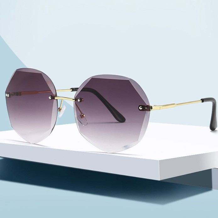 Kính Mát nữ K02 đa giác không viền kiểu dáng thời trang, sành điệu chống tia UV - phân cực lái xe du lịch dã ngoại