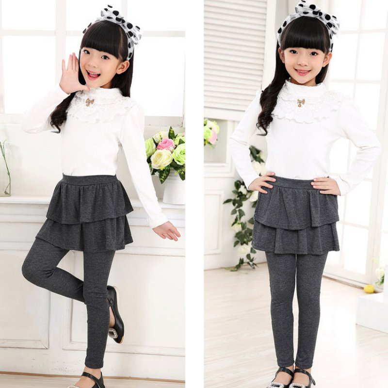 Chân Váy Xòe Kèm Quần Legging Cho Bé Gái 3-11 Tuổi