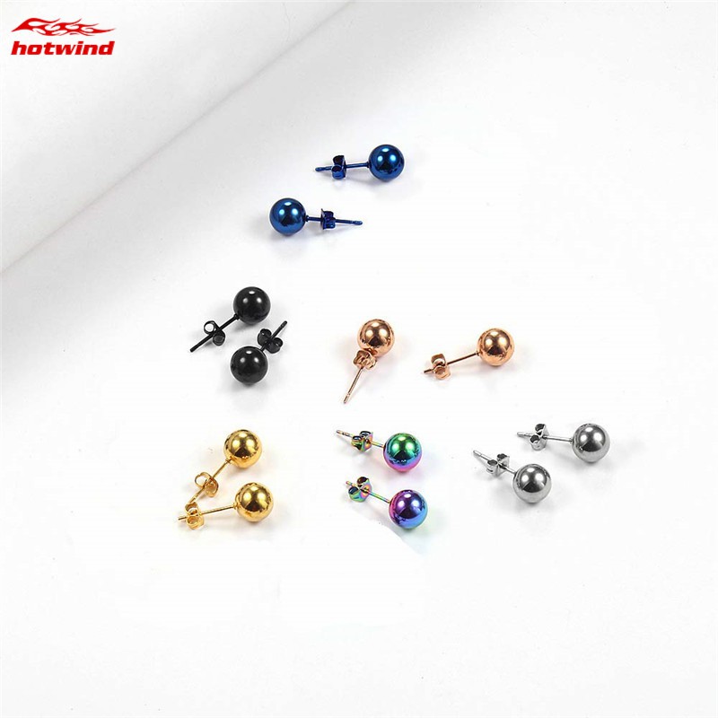 Khuyên tai thiết kế viên bi tròn mini 5mm/6mm chống dị ứng có đủ màu