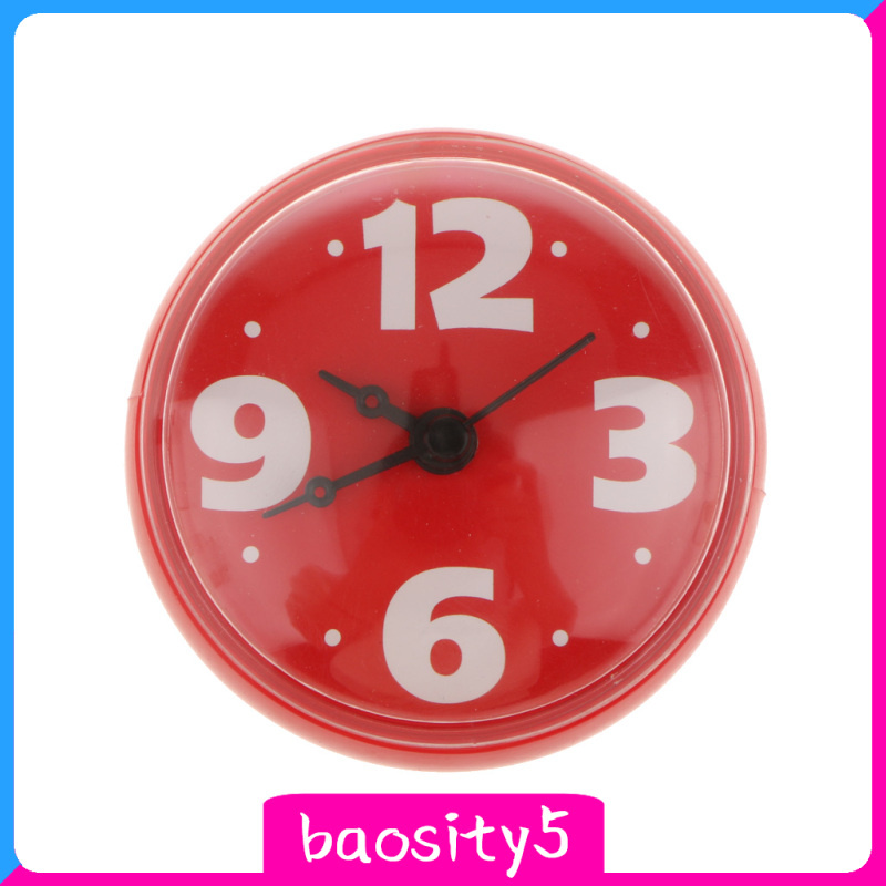 [baosity5]Shower Clock Water Resistant Bathroom Kitchen Cook Clock Wall Mounted Red