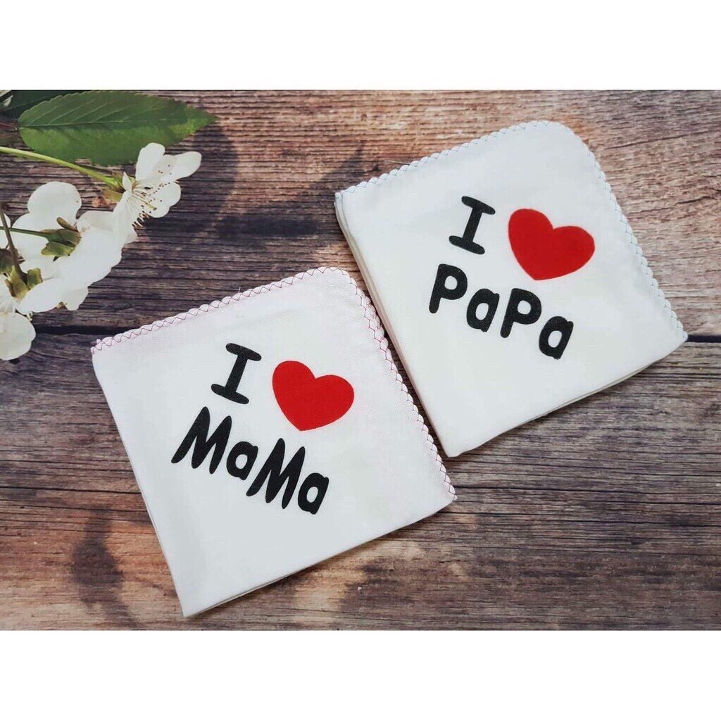 Khăn sữa nhật i love papa và mama