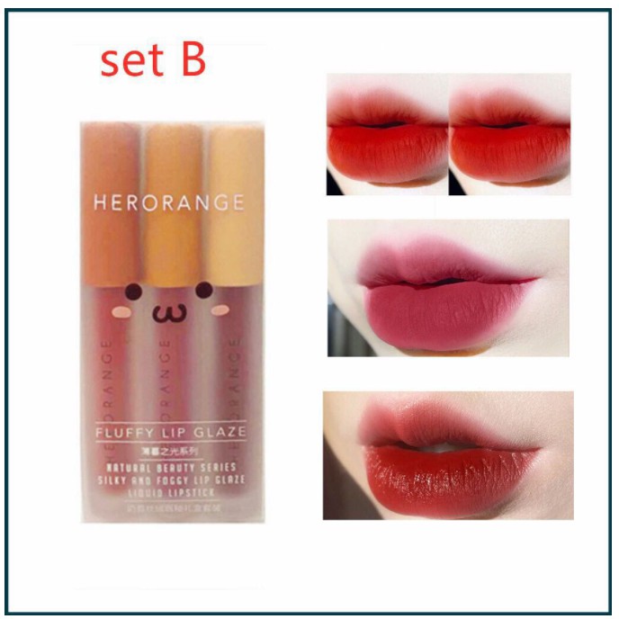 [Chính Hãng] Set 3 Cây Son Kem Lì Herorange Fluffy Lip Glaze | BigBuy360 - bigbuy360.vn