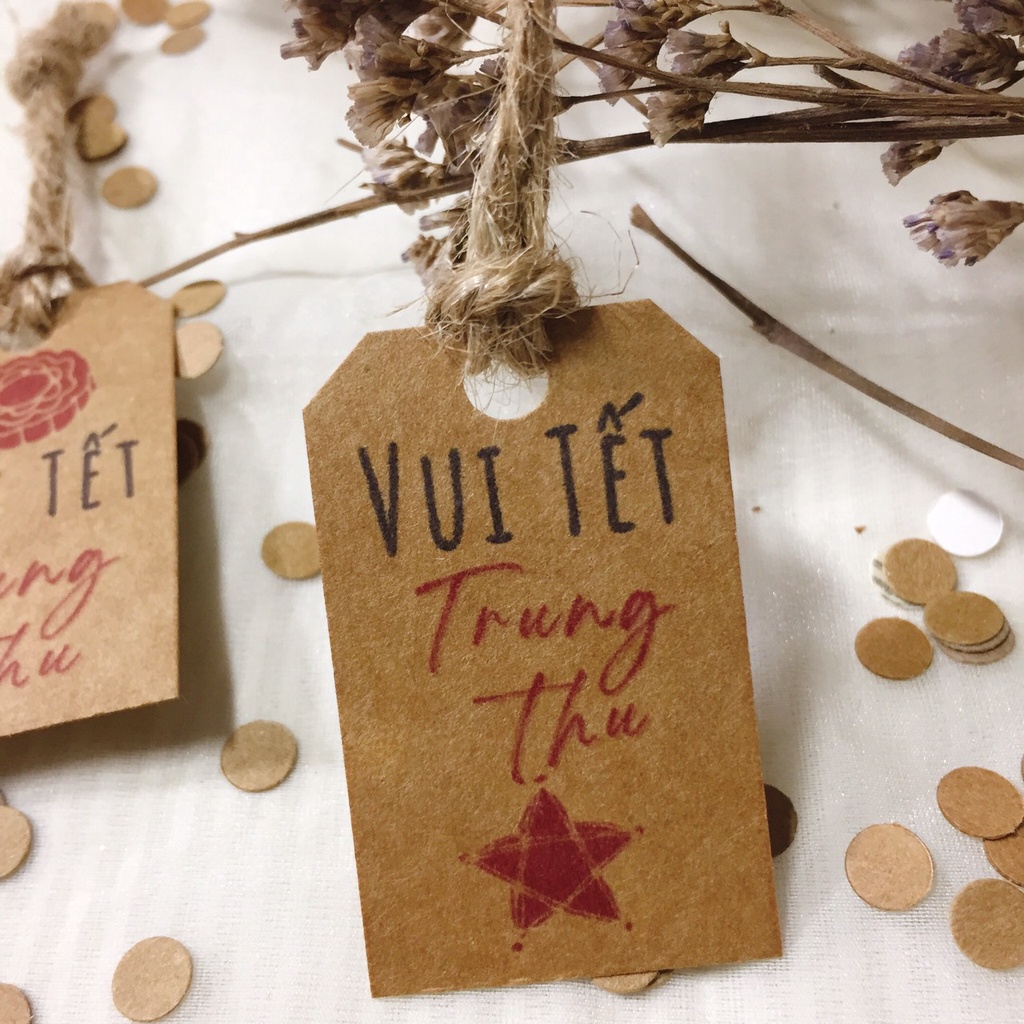 40 Tag kraft 3x5cm Tết Trung Thu  treo hộp quà/ chai lọ/ túi