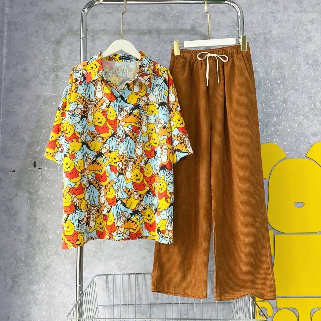 Quần dài nhung tăm nam nữ quần suông ống rộng phong cách unisex SIB092