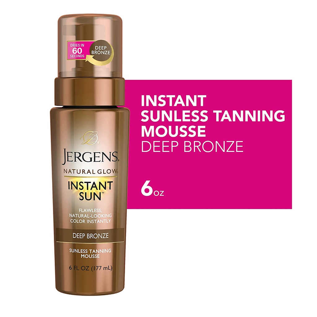 Mousse nhuộm nâu da Jergens Natural Glow Instant Sun Mousse Deep Bronze 177ml