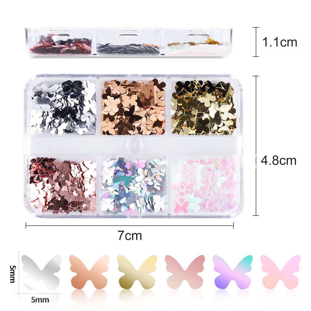 Hộp 6 Ngăn Đựng Phụ Kiện Trang Trí Móng Tay Cho Nữ