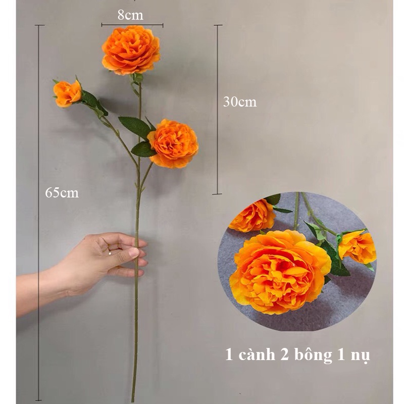 Hoa Giả - Hoa Hồng Lụa Havi cao cấp (65cm) trang trí nhà cửa, nội thất,cửa tiệm,... | BigBuy360 - bigbuy360.vn