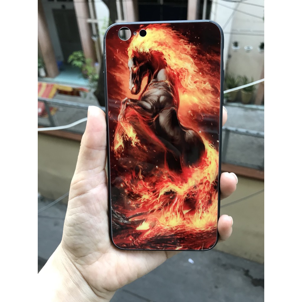 Ốp lưng Kính Cường Lực iphone In 3D Hình Ngựa lửa