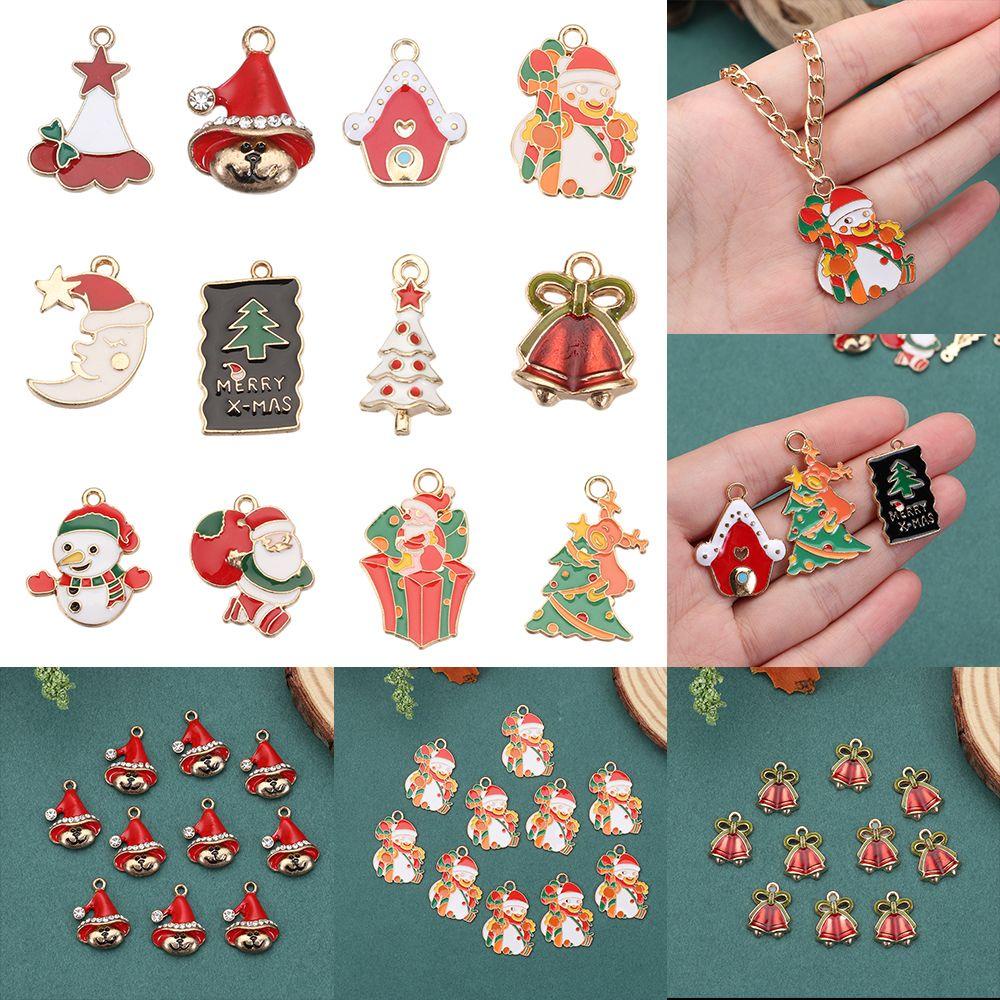 Set 10 Mặt Dây Chuyền Tráng Men Hình Ông Già Noel