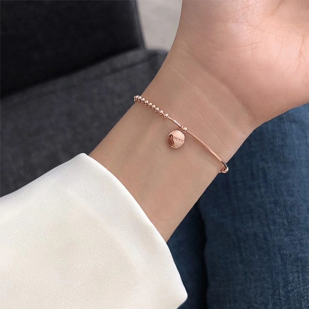 Vòng Tay Xỏ Hạt Chữ May Mắn Thời Trang Cho Nữ