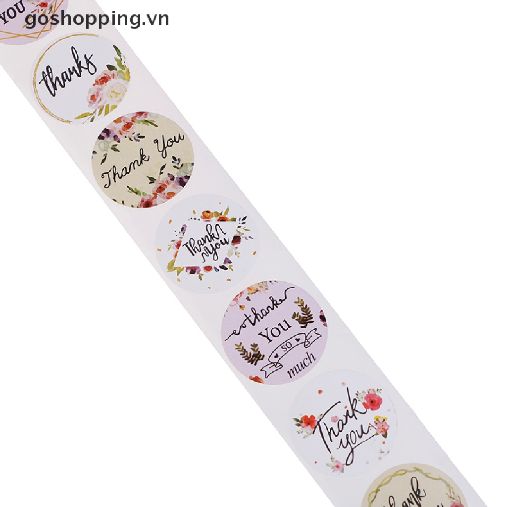 Cuộn 500 sticker tròn in chữ Thank You độc đáo dán trang trí tiệc chất lượng cao