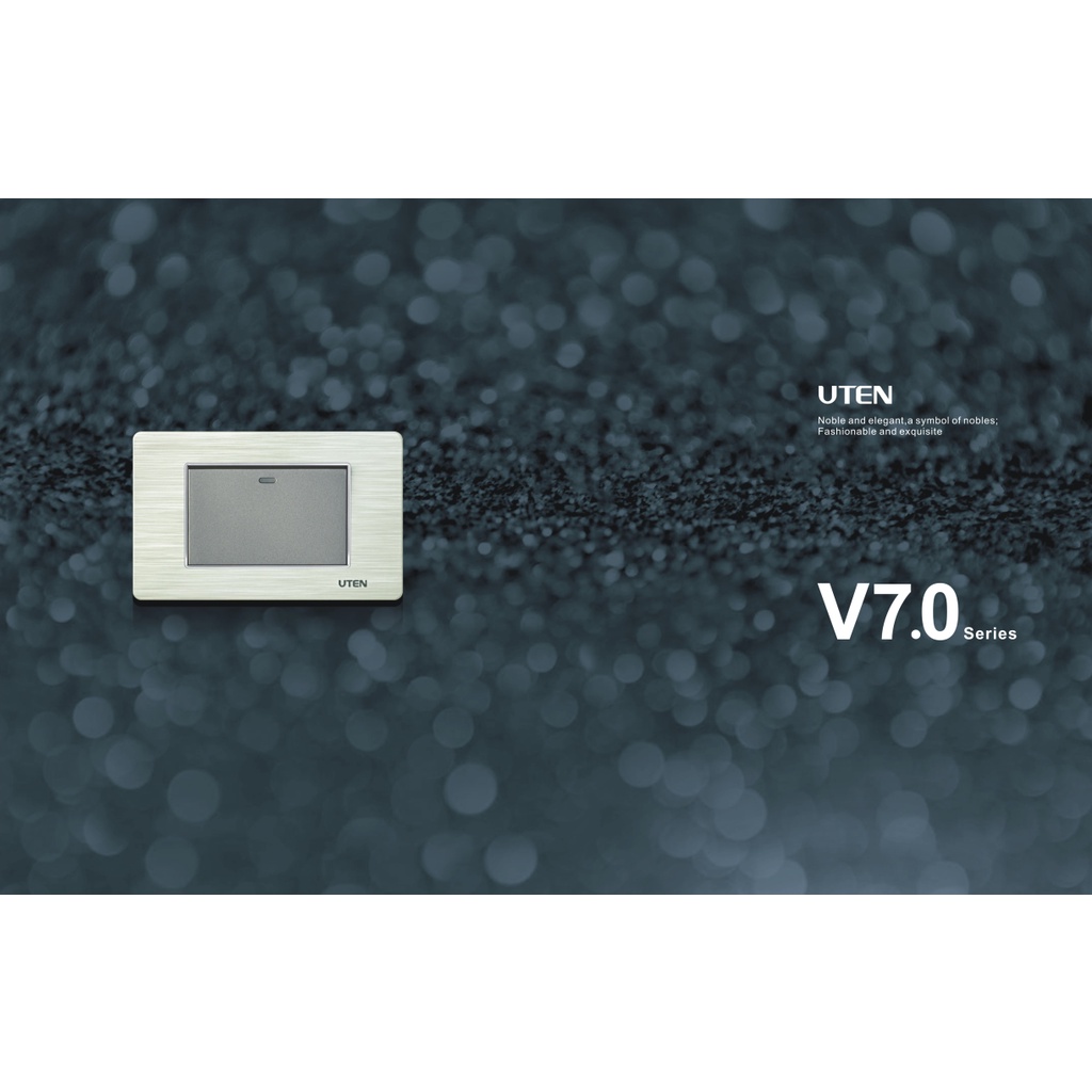 Bộ ổ cắm chữ nhật Uten - Ổ cắm đôi 3 chấu Uten V7 mặt viền chữ nhật