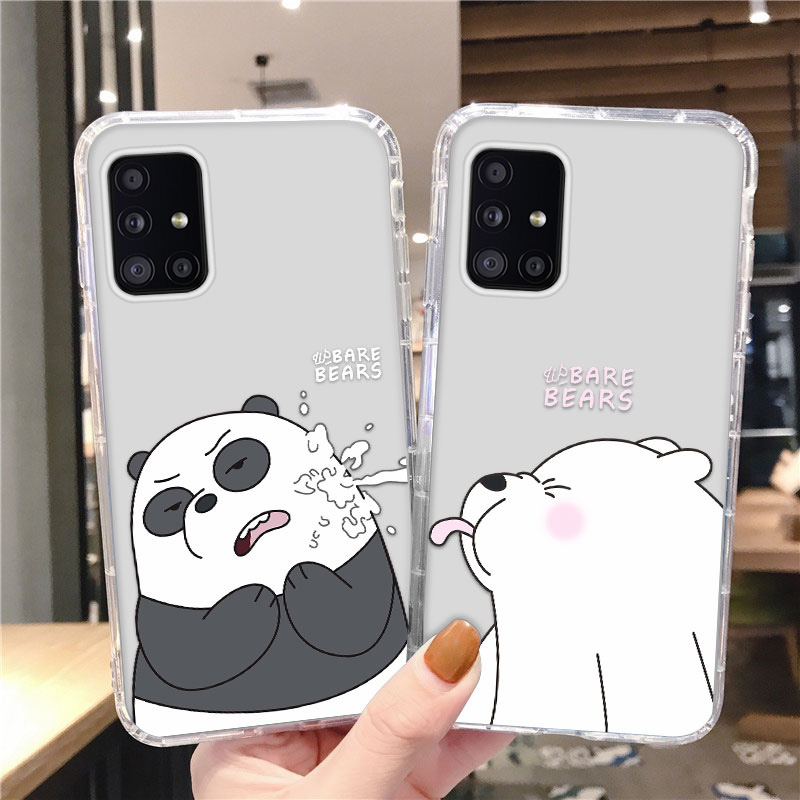 Cute Bear Cheap Case for Samsung J7 Prime On7 2016 M51 A21S A30 A20 A50 A50S A30S A51 A71 4G Note20 Ultra Plus S10 Plus S20FE 4G 5G S20 Plus Ulitra S30 Airbag Anti-fall Camera Protection Clear Cover