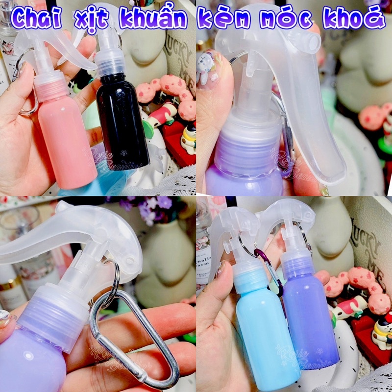 Bình Xịt Khuẩn Kèm Móc Khoá Vòi Phun Sương Chai Tiện Lợi Nhựa Chiết Cồn Vệ Sinh Rửa Tay Lọ Chiết Kèm Móc Khoá mini