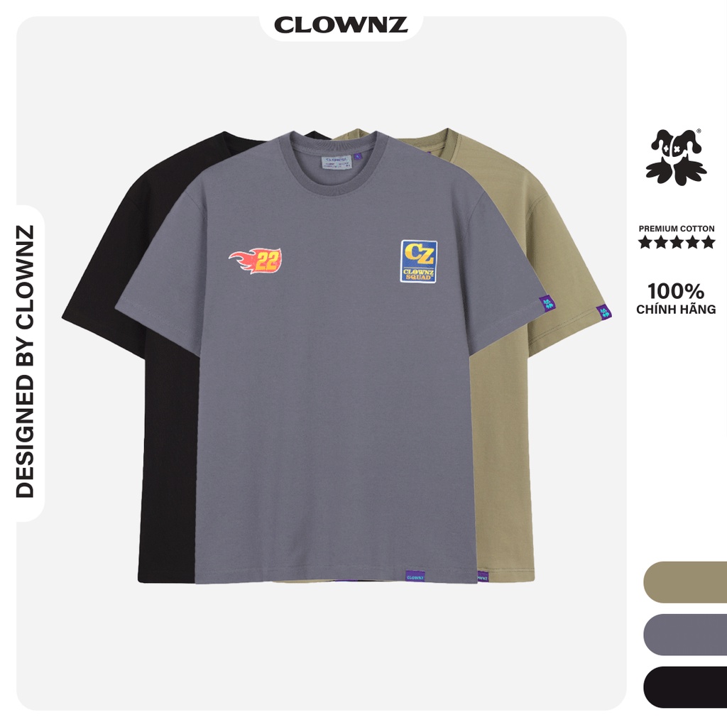 Áo thun tay lỡ local brand unisex Clownz.co Racing Team form rộng, chất cotton