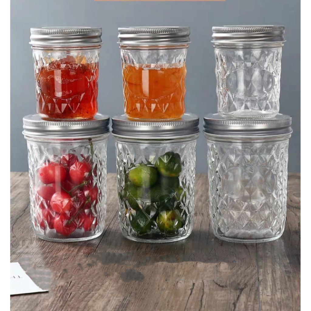 Hũ thủy tinh đựng gia vị vân kim cương đầy đủ kích thước | BigBuy360 - bigbuy360.vn