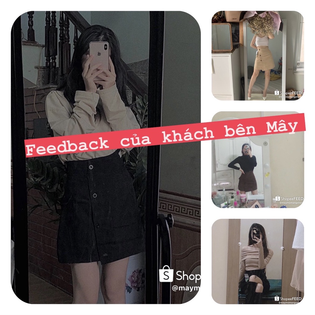 Chân váy a ngắn có quần lót trong chất nhung tăm - chân váy ngắn nâu đen cạp 3 khuy siêu hot mặc đi làm đi chơi | BigBuy360 - bigbuy360.vn