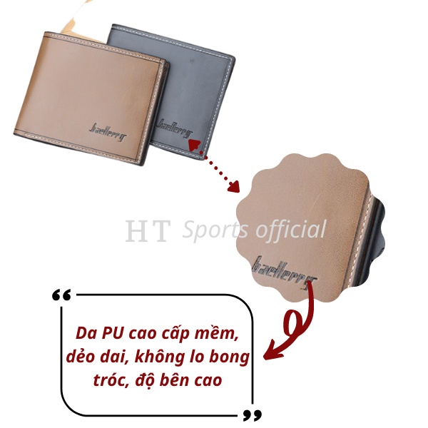 Bóp ví nam Baellerry HT Sports chất liệu da Pu cao cấp bền đẹp đựng tiền, thẻ tiện lợi cá tính