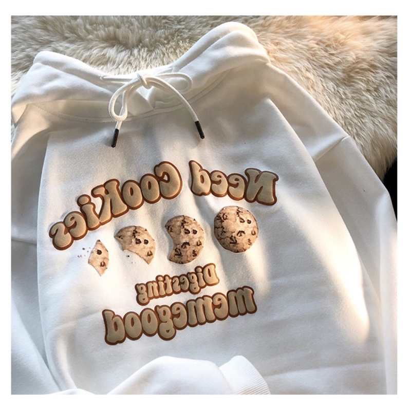 ÁO HODIE Mũ Trùm BÁNH QUY NỈ BÔNG FOM RỘNG CUTE