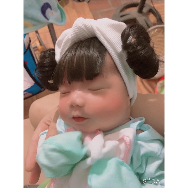 Turban tóc giả/ băng đô tóc giả 2 búi tròn xinh cho bé gái