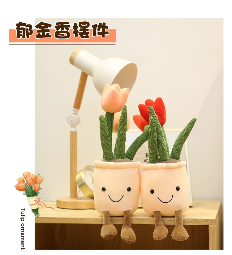 Chậu Hoa Tulip Nhồi Bông Xinh Xắn Đáng Yêu