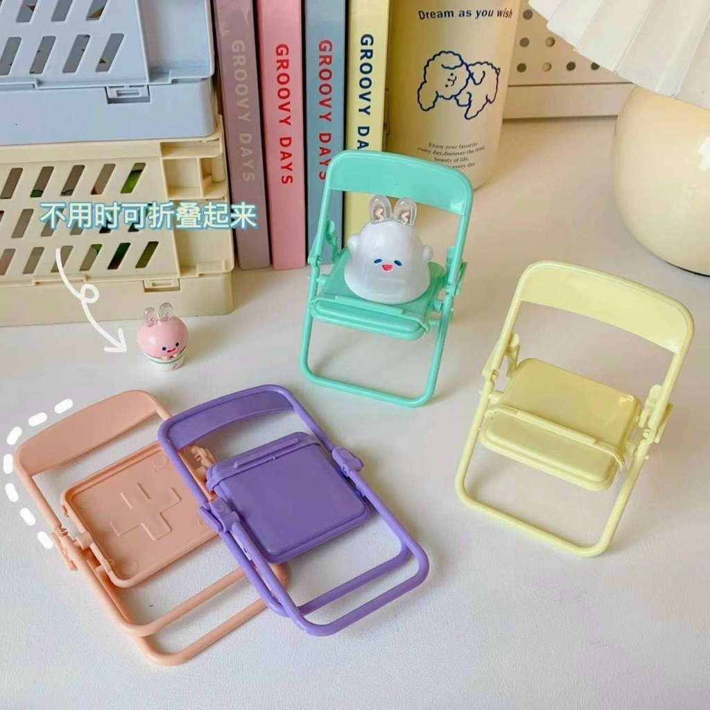 Kệ điện thoại ghế gấp gọn xinh xắn decor trang trí bàn làm việc