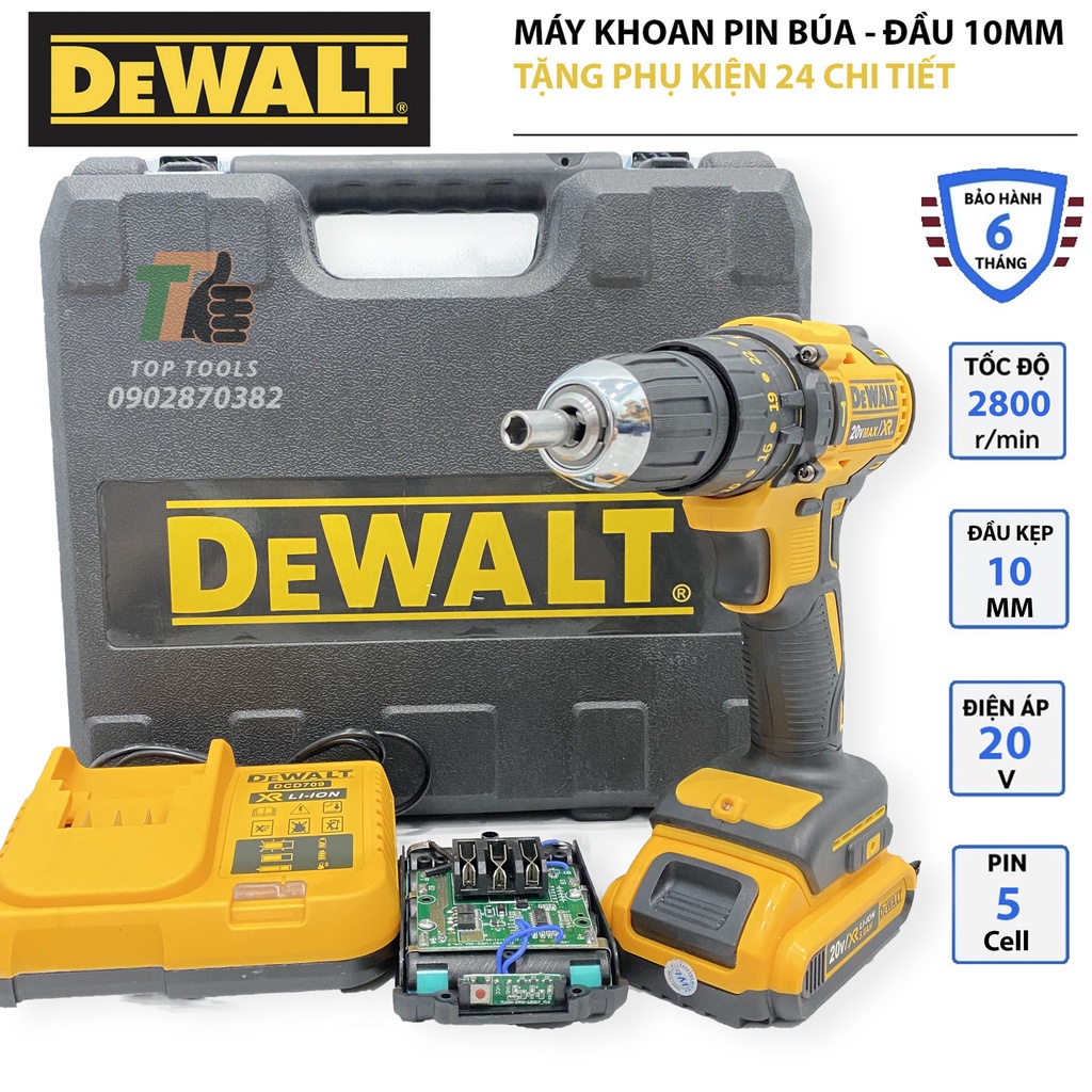 Máy khoan Pin , Máy khoan Pin không chổi than, Máy khoan Pin cầm tay đầu 10mm có tặng kèm bộ phụ kiện 24 chi tiết