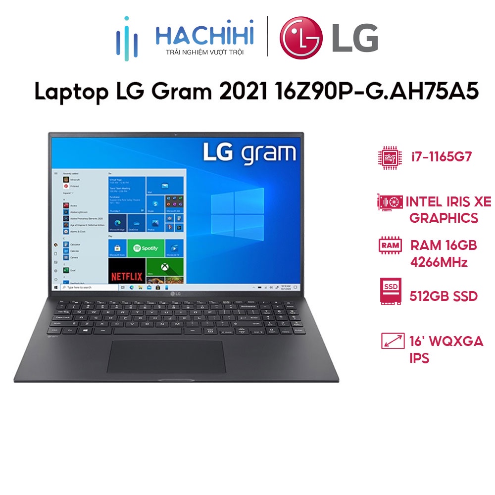 Laptop LG Gram 2021 16Z90P-G.AH75A5 i7-1165G7 | 16GB | 512GB | 16' WQXGA | Win 10