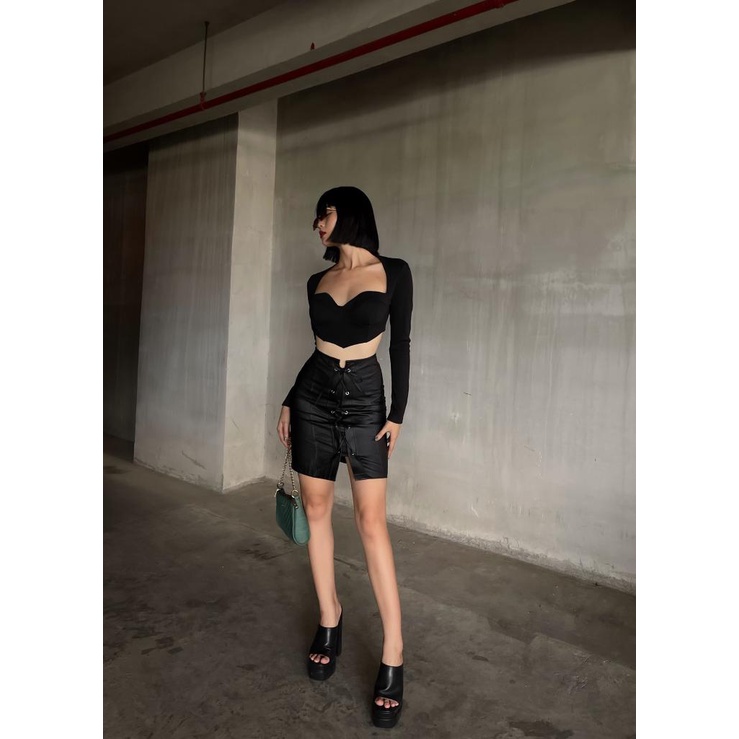 Chân váy da lucie - leather skirt - chân váy 02