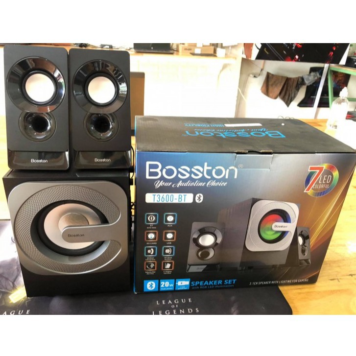 Loa Vi Tính Để Bàn Bosston T3600 Loa Máy Tính Laptop PC RGB 2.1 Kết Nối Bluetooth Điện Thoại Nghe Nhạc Bass hay!