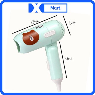 Máy sấy tóc mini hình gấu Line - Máy sấy 450W gấp gọn mang đi du lịch được