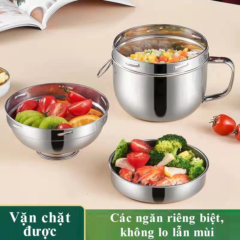 Hộp Đựng Cơm Trưa Bằng Thép Không Gỉ Có Nắp Sức Chứa Lớn Tiện Lợi