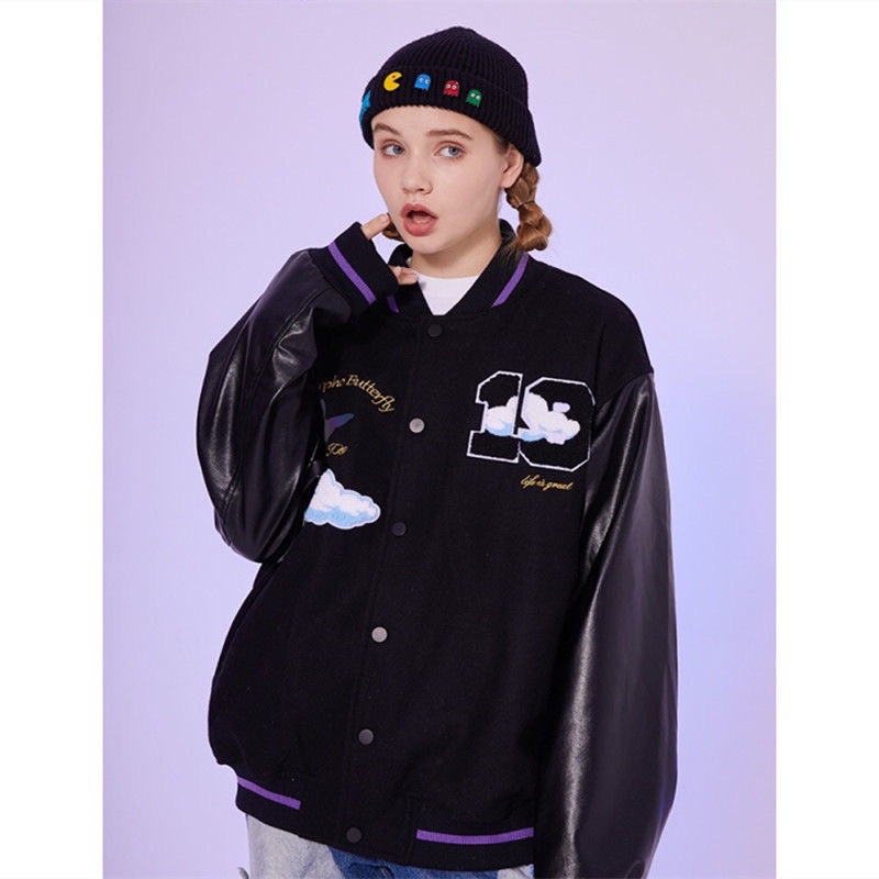Áo khoác bomber varsity jacket nam nữ Cloud thêu số 19 mới 2021